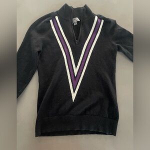 G/Fore Triple V Quarter Zip Merino Wool Sweater Black / Purple size XS